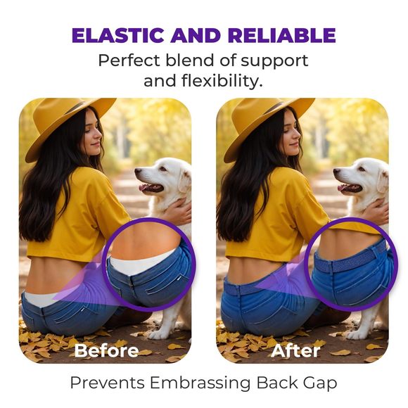 Elastic Belt For Women - No Show Stretch Belt With Flat Buckle - Adjustable No🐧 - Picture 5 of 7